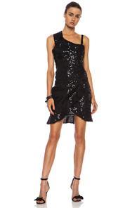 Isabel Marant Becky Glitter Silk Dress In Black,metallics