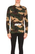 Off-white Off Long Sleeve Tee In Abstract,green,neutrals