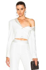 Jonathan Simkhai Stretch Crepe Combo Crop Jacket In White