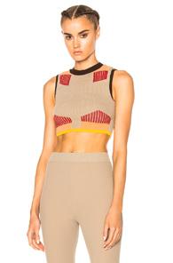 Yeezy Season 3 Sock Knit Graphic Crop Top In Neutrals