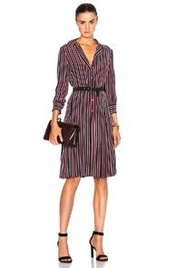 Equipment Shields Dress In Red,stripes