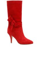 Valentino Suede Side Bow Boots In Red