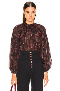 Ulla Johnson Arnoux Blouse In Black,floral,red
