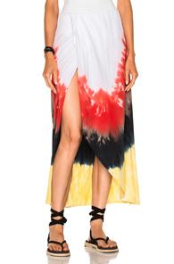 Baja East Tie Dye Cotton Skirt In Green,ombre & Tie Dye,red,yellow