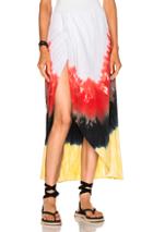 Baja East Tie Dye Cotton Skirt In Green,ombre & Tie Dye,red,yellow