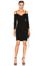 T By Alexander Wang Stretch Faille Strappy Cold Shoulder Long Sleeve Dress In Black