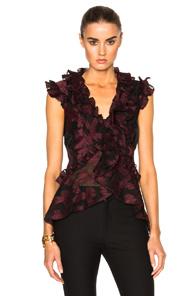 Erdem Floral Garland Regina Top In Red,black,floral