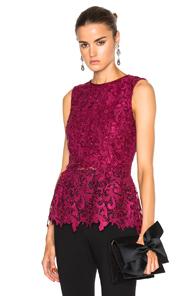 Oscar De La Renta Sleeveless Lace Blouse In Red,purple