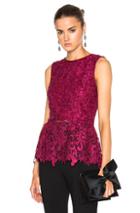 Oscar De La Renta Sleeveless Lace Blouse In Red,purple
