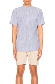 Engineered Garments Popover Shirt In Blue,stripes