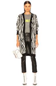 Amiri Zebra Long Cardigan In Animal Print,black,white