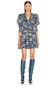 Ulla Johnson Liv Dress In Black,blue,floral