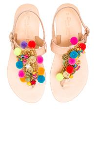 Elina Linardaki Jelly Tots Leather Sandals In Neutrals,neon