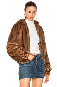 Helmut Lang Hooded Mink Bomber In Neutrals