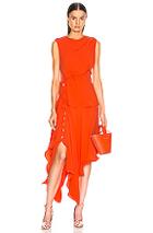 Sies Marjan Helena Ruffle Asymmetrical Full Dress In Orange