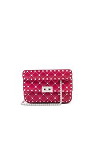 Valentino Small Quilted Rockstud Spike Shoulder Bag In Pink