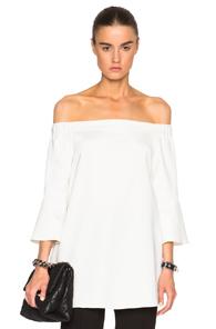 Tibi Off Shoulder Lantern Tunic In White
