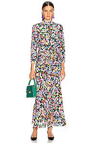 Rixo Lucy Dress In Abstract,green,red