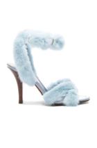 Valentino Mink Fur Ankle Strap Heels In Blue
