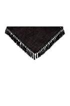 Saint Laurent Suede & Wool Fringe Trim Scarf In Black