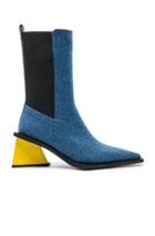 Marques ' Almeida Pointy Mid Denim Heel Boots In Blue