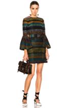 Nicholas Pleat Sleeve Shift Dress In Stripes