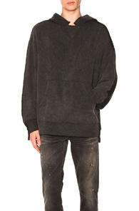 R13 Two Toned Seamed Hoodie In Black
