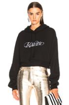 Rodarte Radarte Script Embroidery Cropped Hoodie In Black