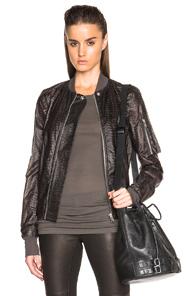 Rick Owens Flight Jacket In Animal Print,gray,black