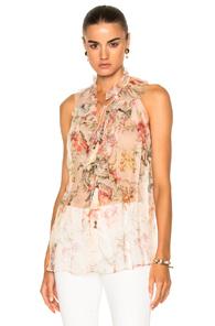 Zimmermann Mercer Ruffle Top In Florals,neutrals