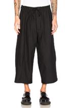 Yohji Yamamoto Side Tape Wide Elastic Trousers In Black