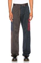 Loewe Patchwork Stripe Cargo Trouser In Blue,green,red,stripes