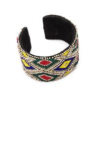 Isabel Marant Beaded Bracelet In Metallics,geometric Print,green