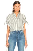 The Great Tie Sleeve Top In Green,stripes