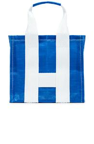Comme Des Garcons Shirt Large Tote Bag In Blue,white