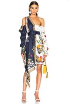 Monse Football Floral Split Print Dress In Abstract,floral,white
