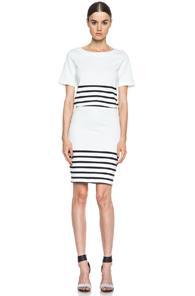 Band Of Outsiders Cut Out Cotton Dress In White,stripes