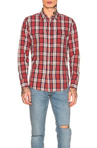 Saint Laurent Flannel Shirt In Red,checkered & Plaid
