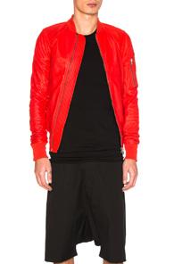 Rick Owens Raglan Leather Bomber Jacket In Red