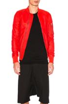 Rick Owens Raglan Leather Bomber Jacket In Red
