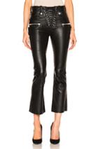 Unravel Lace Front Crop Flare Leather Pants In Black