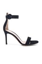 Gianvito Rossi Suede Ankle Strap Heels In Black