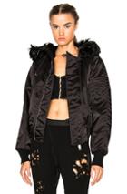 Unravel Bomber Fur Hooded Jacket In Black