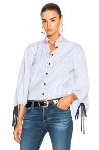 Calvin Rucker For Fwrd We Be Burnin Top In Blue,stripes,white