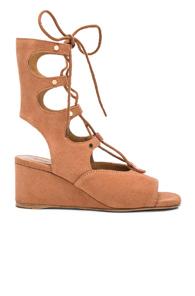 Chloe Suede Foster Wedge Sandals In Neutrals