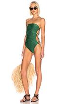 Adriana Degreas Solid Strapless Swimsuit With Hoops In Green