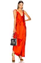 Attico Tie Gown In Red,orange