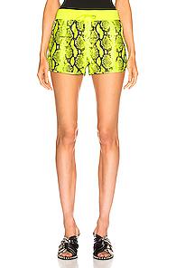 Off-white Python Sporty Short In Animal Print,yellow