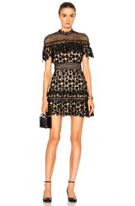 Self-portrait Yoke Frill Mini Dress In Black