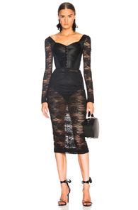 Dolce & Gabbana Lace Corset Midi Dress In Black